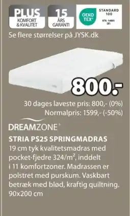 JYSK Dreamzone stria ps25 springmadras tilbud