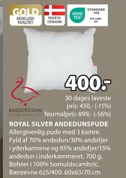 JYSK ROYAL SILVER ANDEDUNSPUDE tilbud