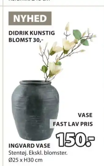 JYSK INGVARD VASE tilbud