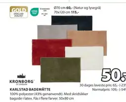 JYSK KARLSTAD BADEMÅTTE tilbud