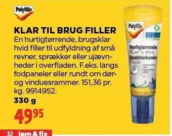 jem & fix KLAR TIL BRUG FILLER tilbud