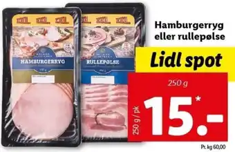Lidl Hamburgerryg Eller Rullepølse 250 g tilbud