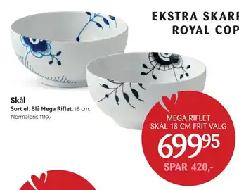 Kop & Kande MEGA RIFLET SKÅL 18 CM FRIT VALG tilbud