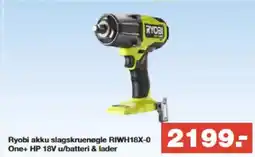 Bauhaus Ryobi akku slagskruenøgle RIWH18X-0 One+ HP 18V u/batteri & lader tilbud