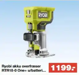 Bauhaus Ryobi akku overfræser RTR18-0 One+ u/batteri... tilbud