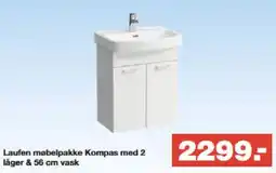 Bauhaus Laufen møbelpakke Kompas med 2 låger & 56 cm vask tilbud