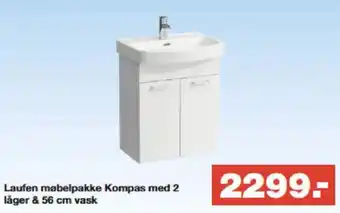 Bauhaus Laufen møbelpakke Kompas med 2 låger & 56 cm vask tilbud