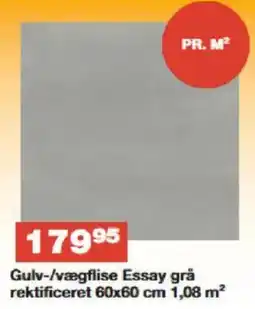 Bauhaus Gulv-/vægflise Essay grå rektificeret tilbud