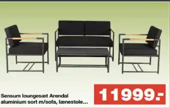 Bauhaus Sensum loungesæt Arendal aluminium sort m/sofa, lænestole... tilbud