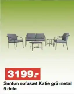 Bauhaus Sunfun sofasæt Katie grå metal 5 dele tilbud