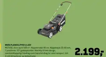 XL-BYG WORX PLÆNEKLIPPER 2x20V tilbud