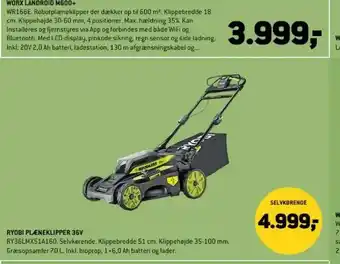 XL-BYG RYOBI PLÆNEKLIPPER 36V tilbud