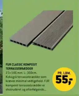 XL-BYG Fur classic komposit terrassebrædder 23x146 mm. l: 360cm. tilbud