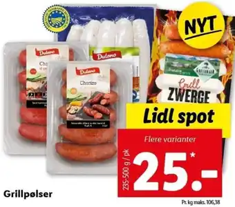 Lidl Grillpølser 235-500 g tilbud