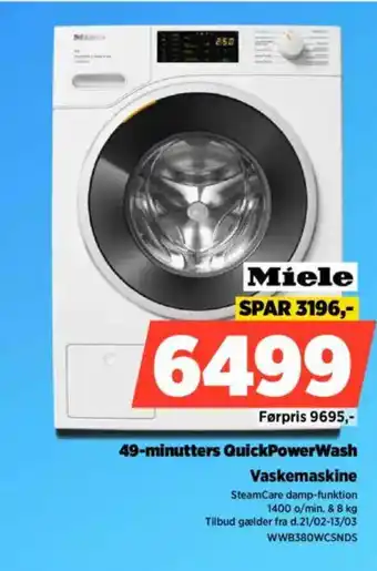 Power 49-minutters QuickPowerWash Vaskemaskine tilbud