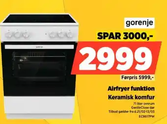 Power Airfryer funktion Keramisk komfur tilbud