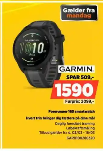 Power Forerunner 165 smartwatch Hvert trin bringer dig tættere på dine mål tilbud