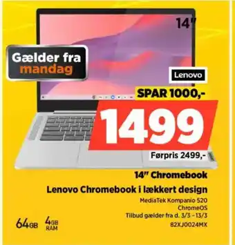 Power 14" Chromebook Lenovo Chromebook i lækkert design tilbud