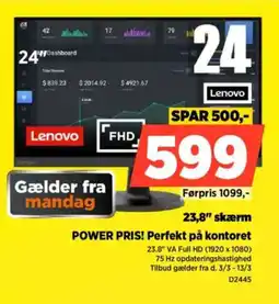 Power 23,8" skærm POWER PRIS! Perfekt på kontoret tilbud