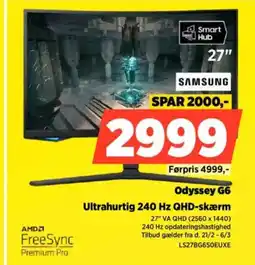 Power Odyssey G6 Ultrahurtig 240 Hz QHD-skærm tilbud