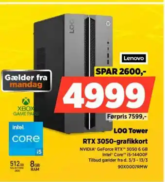 Power LOQ Tower RTX 3050-grafikkort tilbud