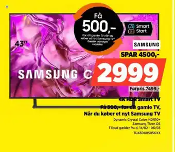 Power 4K HDR Smart TV Når du køber et nyt Samsung TV tilbud