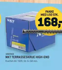 XL-BYG NKT TERRASSESKRUE HIGH-END Kvalitet A4. TX20. Str. 6x60 mm. tilbud