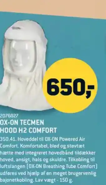 XL-BYG OX-ON TECMEN HOOD H2 COMFORT tilbud