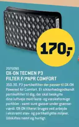 XL-BYG OX-ON TECMEN P3 FILTER F/PAPR COMFORT tilbud