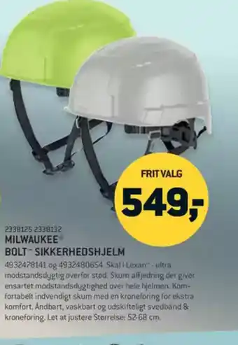 XL-BYG Milwaukee bolt sikkerhedshjelm tilbud