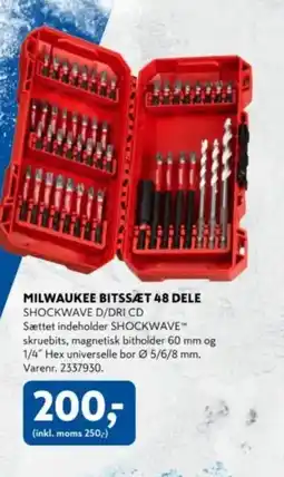 Davidsen Milwaukee bitssæt 48 dele shockwave d/dri cd tilbud