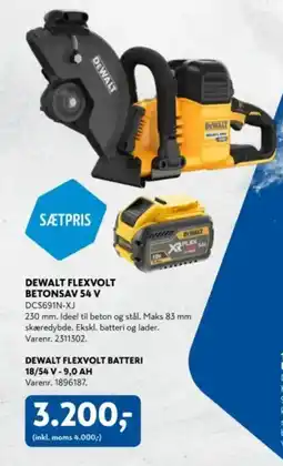 Davidsen Dewalt flexvolt betonsav 54 v tilbud