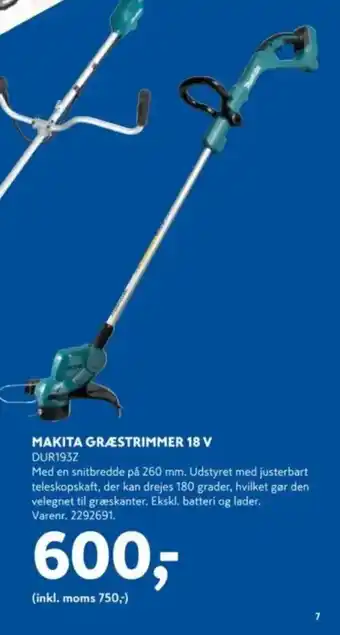 Davidsen Makita græstrimmer 18 v tilbud