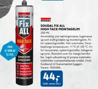 Davidsen Soudal fix all high tack montagelim tilbud