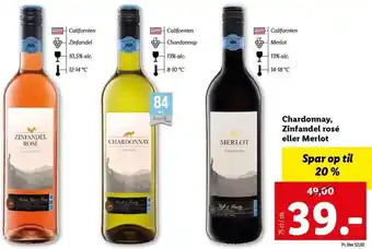 Lidl Chardonnay Zinfandel Rosé Eller Merlot 75 cl tilbud