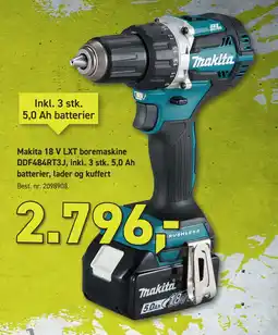 Johannes Fog Makita 18 V LXT boremaskine DDF484RT3J, inkl. 3 stk. 5,0 Ah batterier, lader og kuffert tilbud