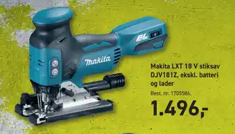 Johannes Fog Makita LXT 18 V stiksav DJV181Z, ekskl. batteri og lader tilbud