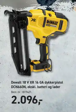 Johannes Fog Dewalt 18 V XR 16 GA dykkerpistol DCN660N, ekskl. batteri og lader tilbud