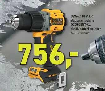 Johannes Fog DeWalt 18 V XR slagboremaskine DCD805NT-XJ, ekskl. batteri og lader tilbud