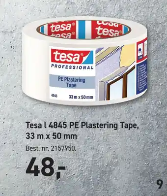 Johannes Fog Tesa l 4845 PE Plastering Tape, 33 m x 50 mm tilbud