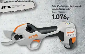 Johannes Fog Stihl ASA 20 batteribeskæresaks, inkl. batteri og lader tilbud