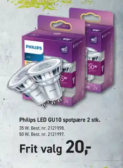 Johannes Fog Philips LED GU10 spotpære 2 stk tilbud