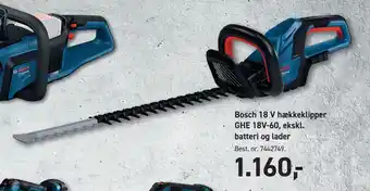 Johannes Fog Bosch 18 V hækkeklipper GHE 18V-60, ekskl. batteri og lader tilbud