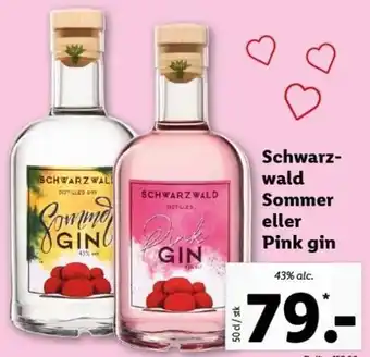 Lidl Schwarz Wald Sommer Eller Pink Gin 50 cl tilbud