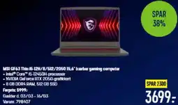 Elgiganten MSI GF63 Thin 15-12H/8/512/2050 15,6" bærbar gaming computer tilbud