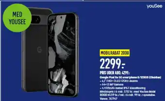 Elgiganten Google Pixel 8a 5G smartphone 8/128GB (Obsidian) tilbud