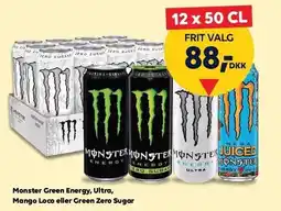 BorderShop Monster Green Energy, Ultra, Mango Loco eller Green Zero Sugar tilbud