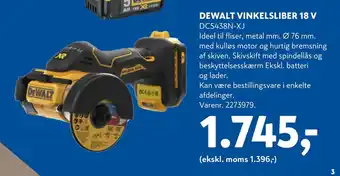 Davidsen DEWALT VINKELSLIBER 18 V tilbud