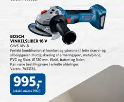 Davidsen BOSCH VINKELSLIBER 18 V tilbud