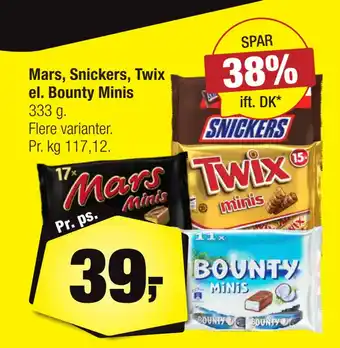 Calle Mars, Snickers, Twix el. Bounty Minis tilbud